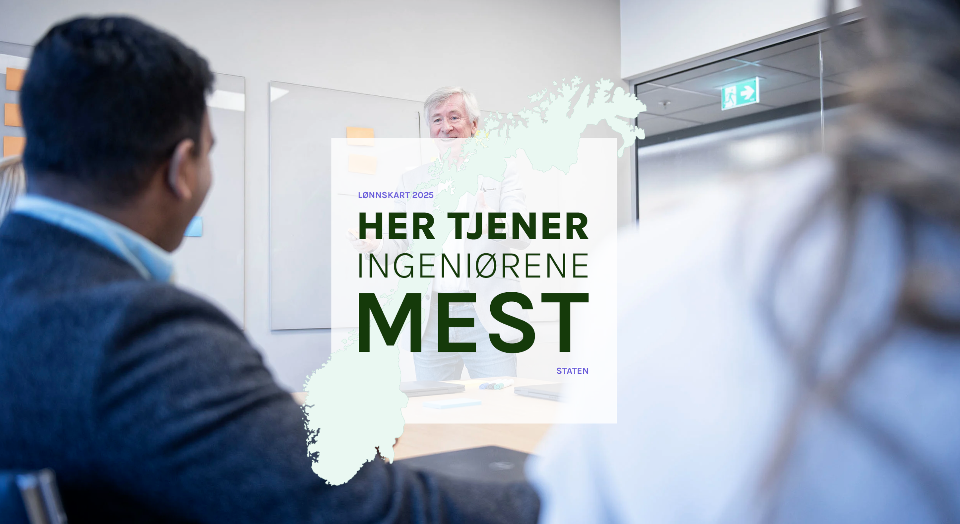 Bilde av ansatte og tekstblokk