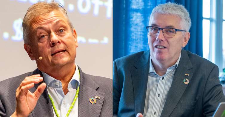 Trond Markussen, president i NITO og Tom Helmer Christoffersen, leder av NITOs tariffutvalg for privat sektor