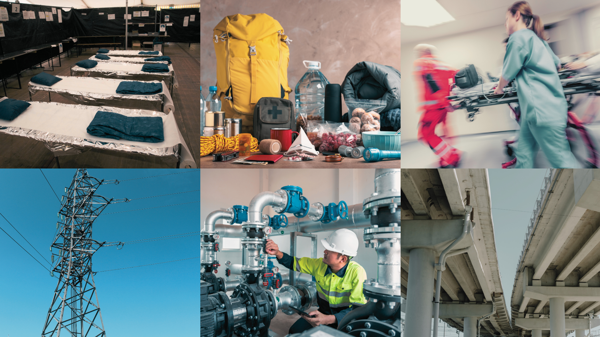 Photo collage about emergency preparedness