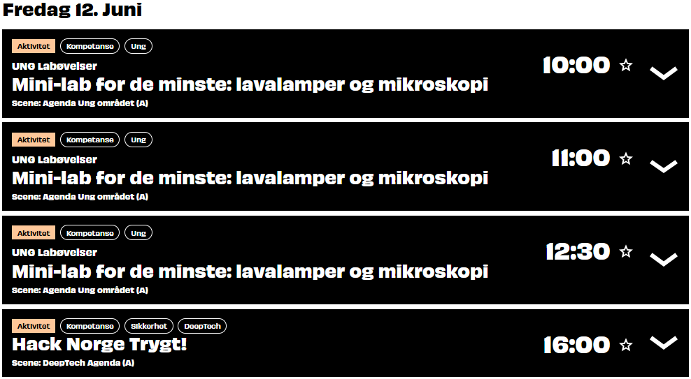 Program faksimile fra Kongsberg Agendas nettsider