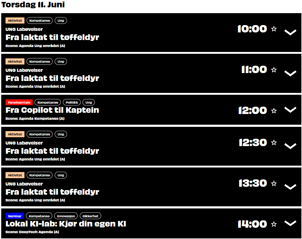 Program faksimile fra Kongsberg Agendas nettsider
