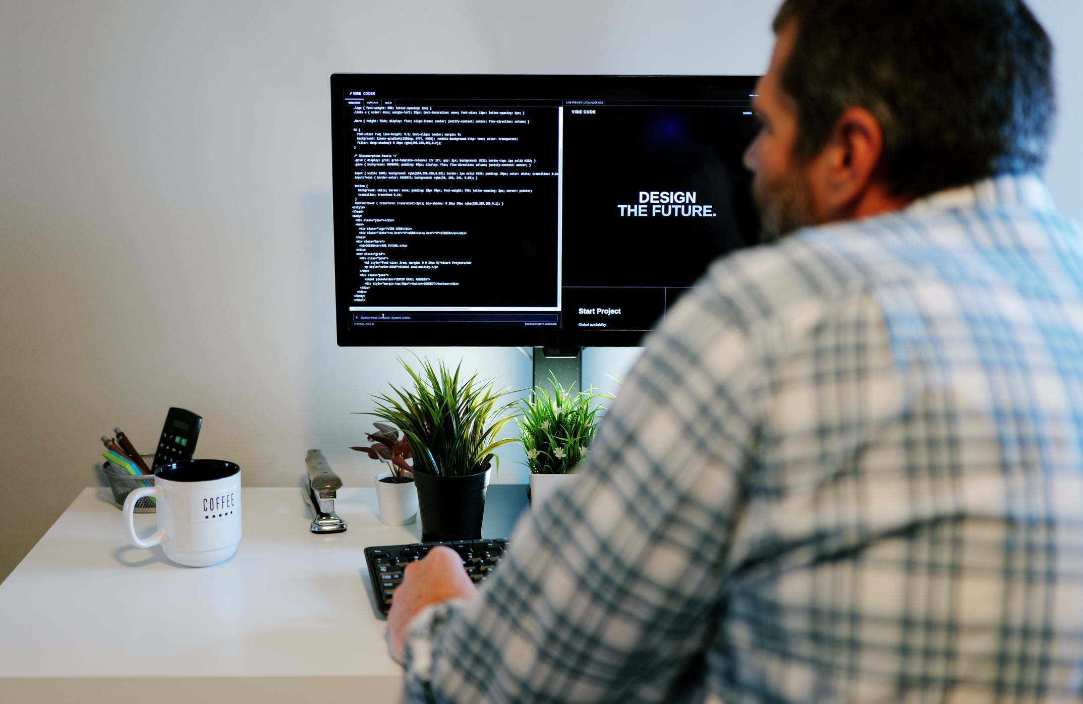 A man who writes code with the help of AI