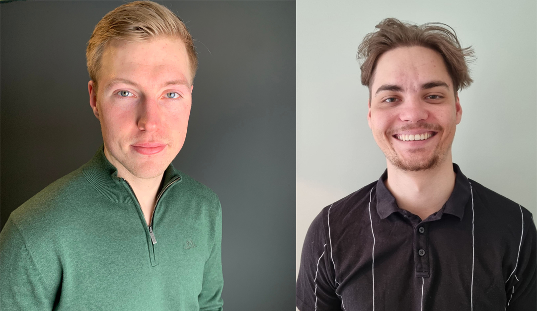 Øyvind Dahl og Morten Horn Kristiansen, droneteknologistudenter.