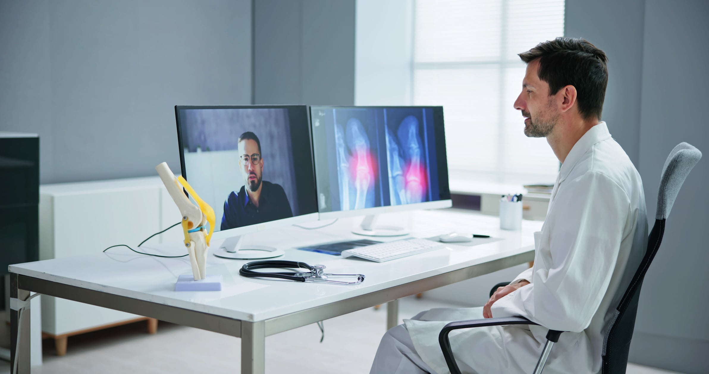 Man attending a digital meeting