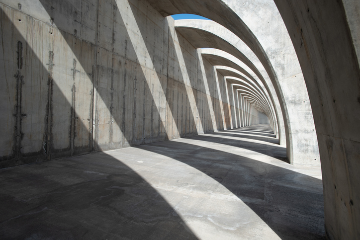 Portal or walkway made of concrete