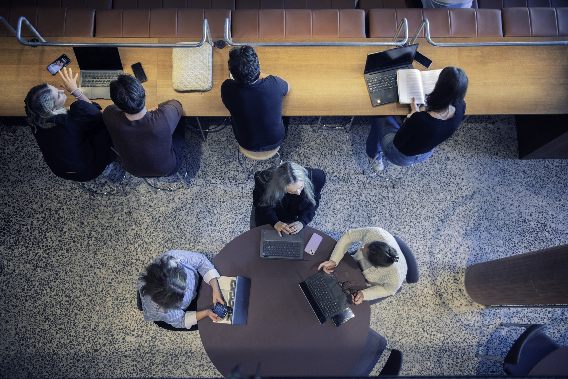 Studenter som leser på lesesalen 