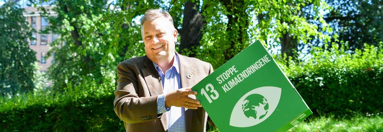 NITO-president Trond Markussen presenterer FNs klimamål nr. 13.