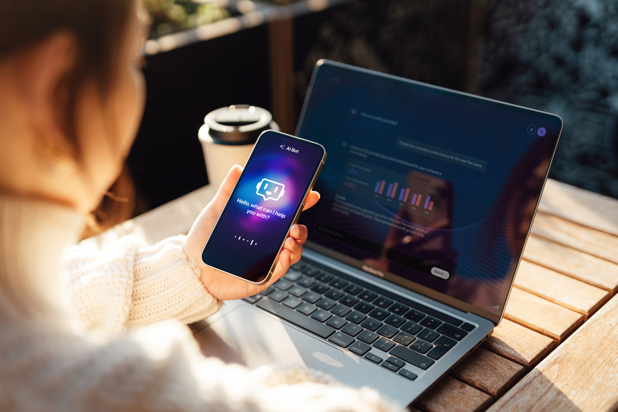 Person uses AI on both mobile and PC