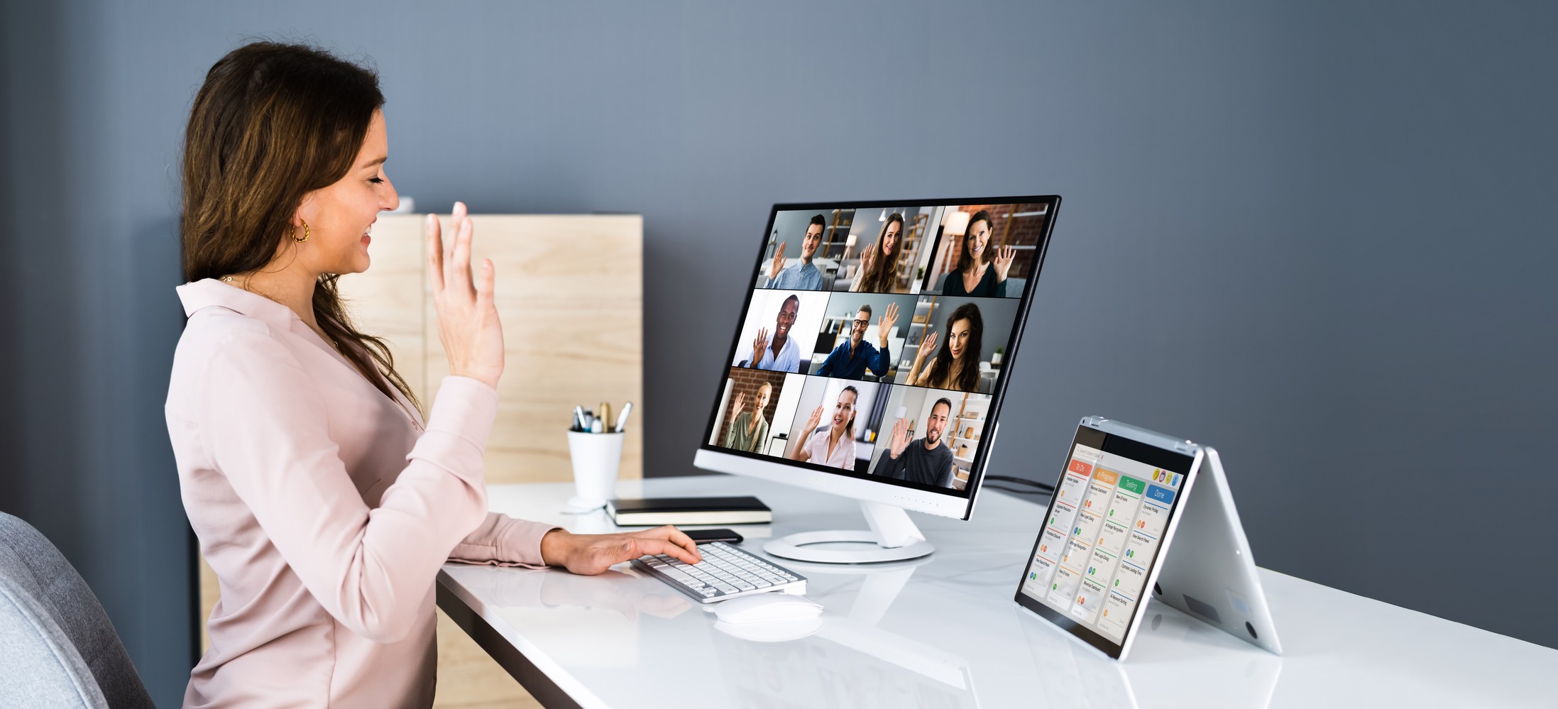 Lady attending a digital meeting