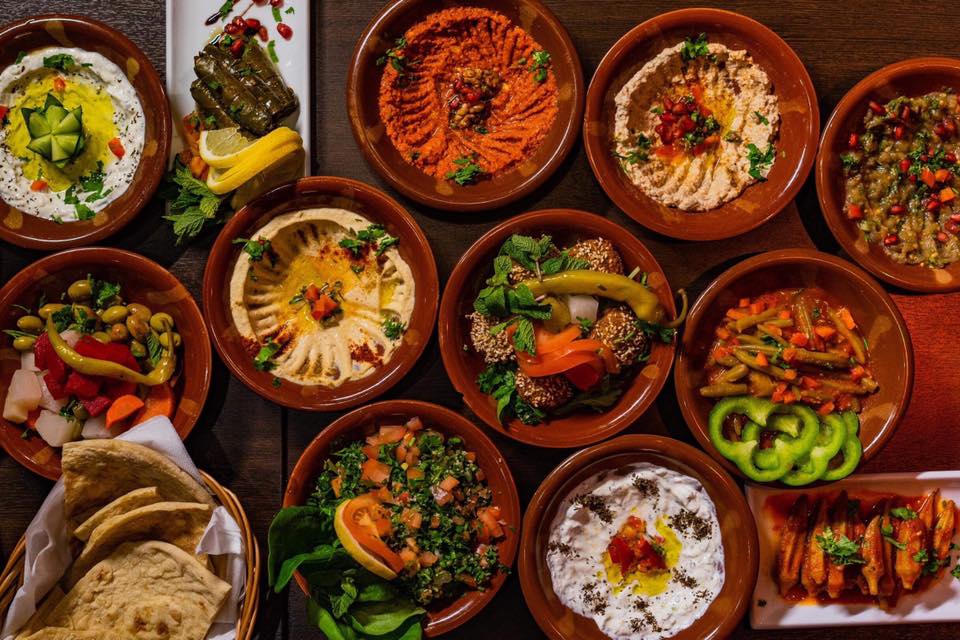 Image of different schools with Lebanese food